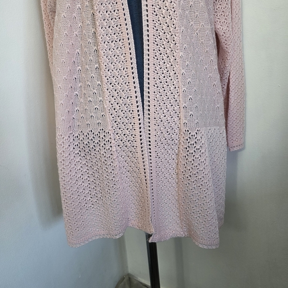 Basic Editions Woman Light Pink Open Front Cardigan Sweater - Picture 4 of 9